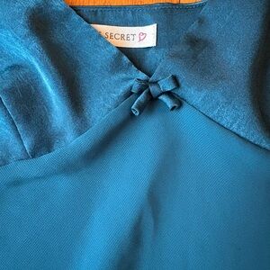 Teal Sheer Victoria’s Secret short nightie with Bow Detail and matching undies